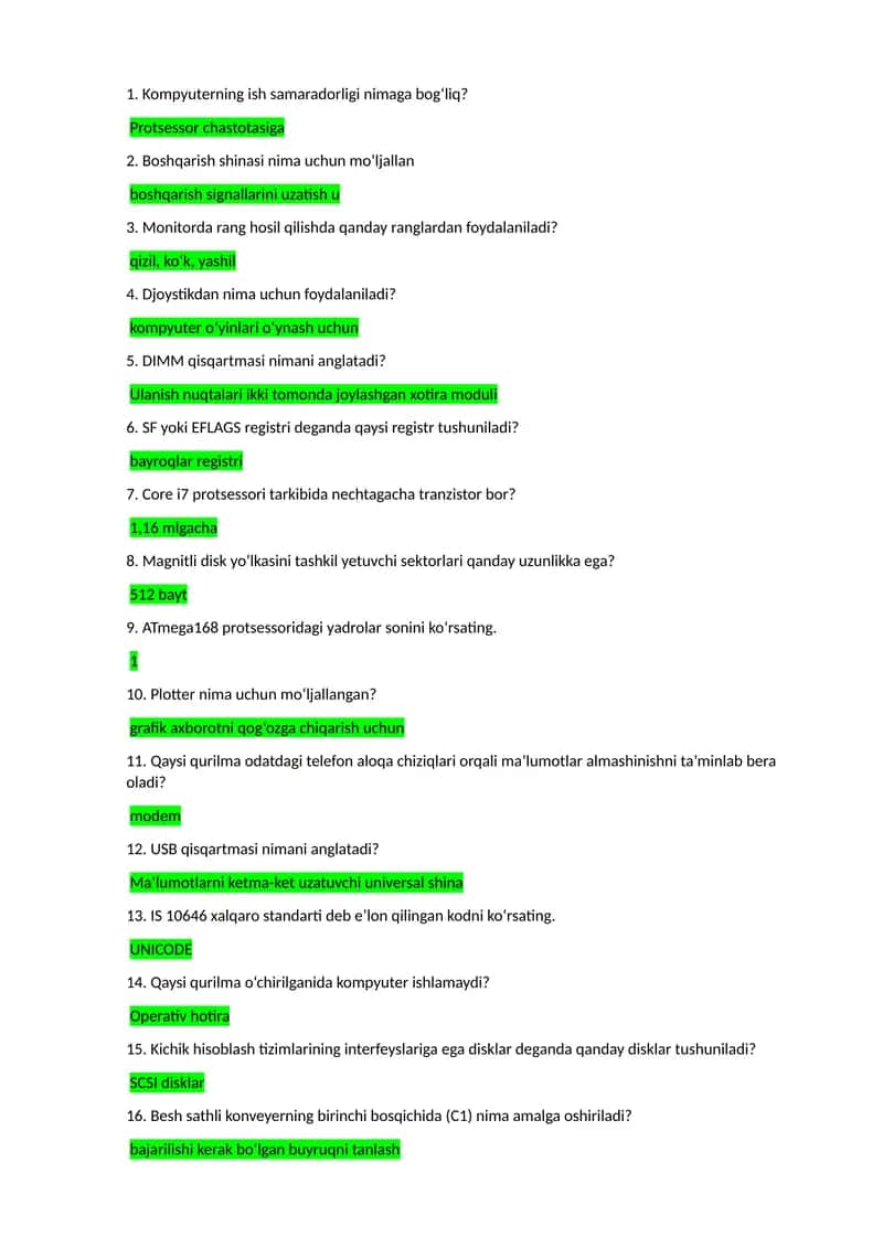Kompyuterning ish samaradorligi 1