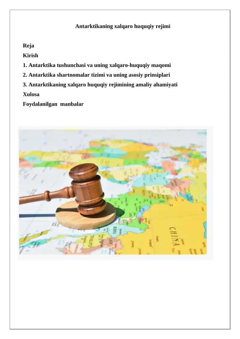 Antarktikaning xalqaro huquqiy rejimi 1