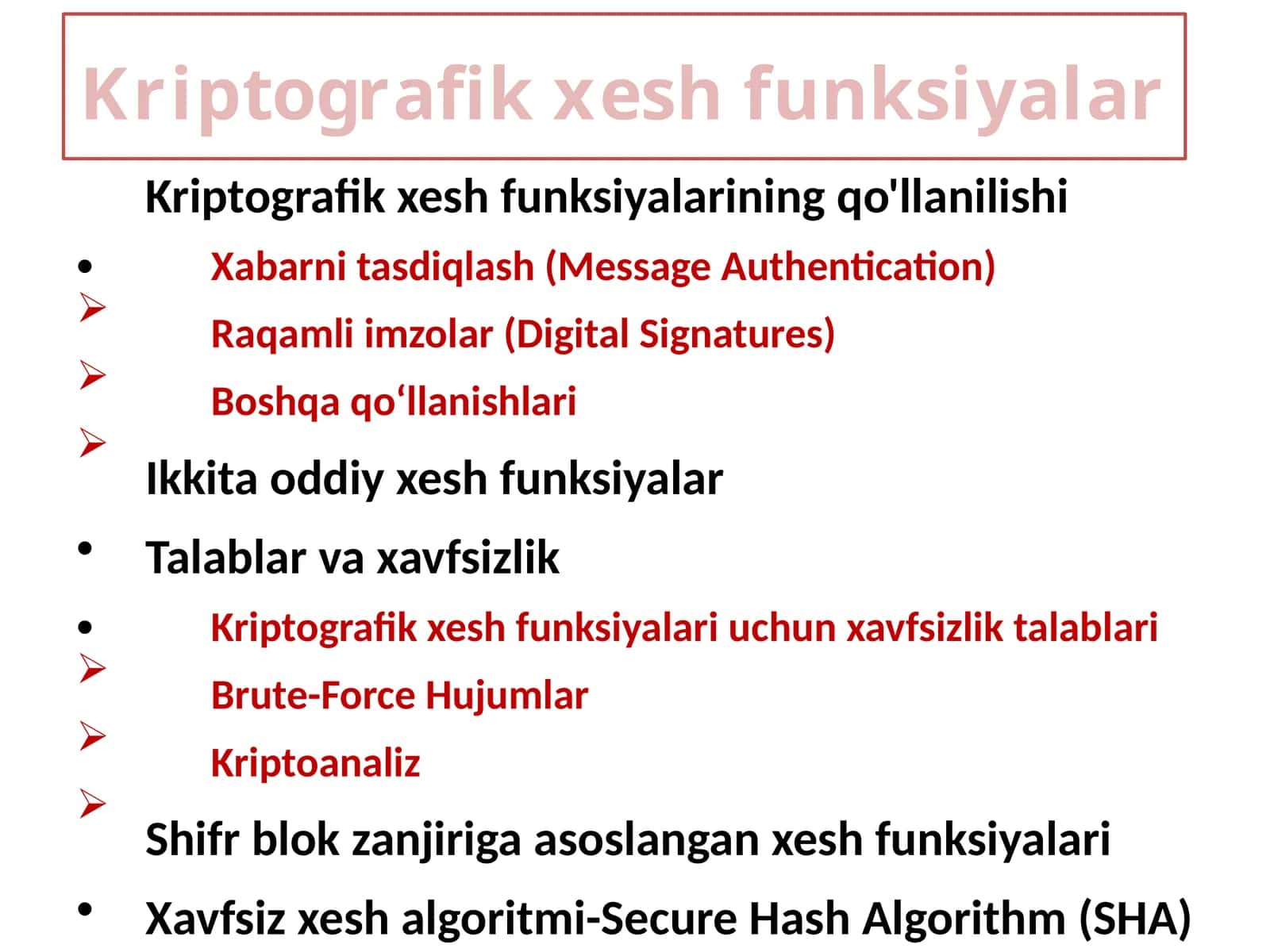Kriptografik xesh funksiyalari 1