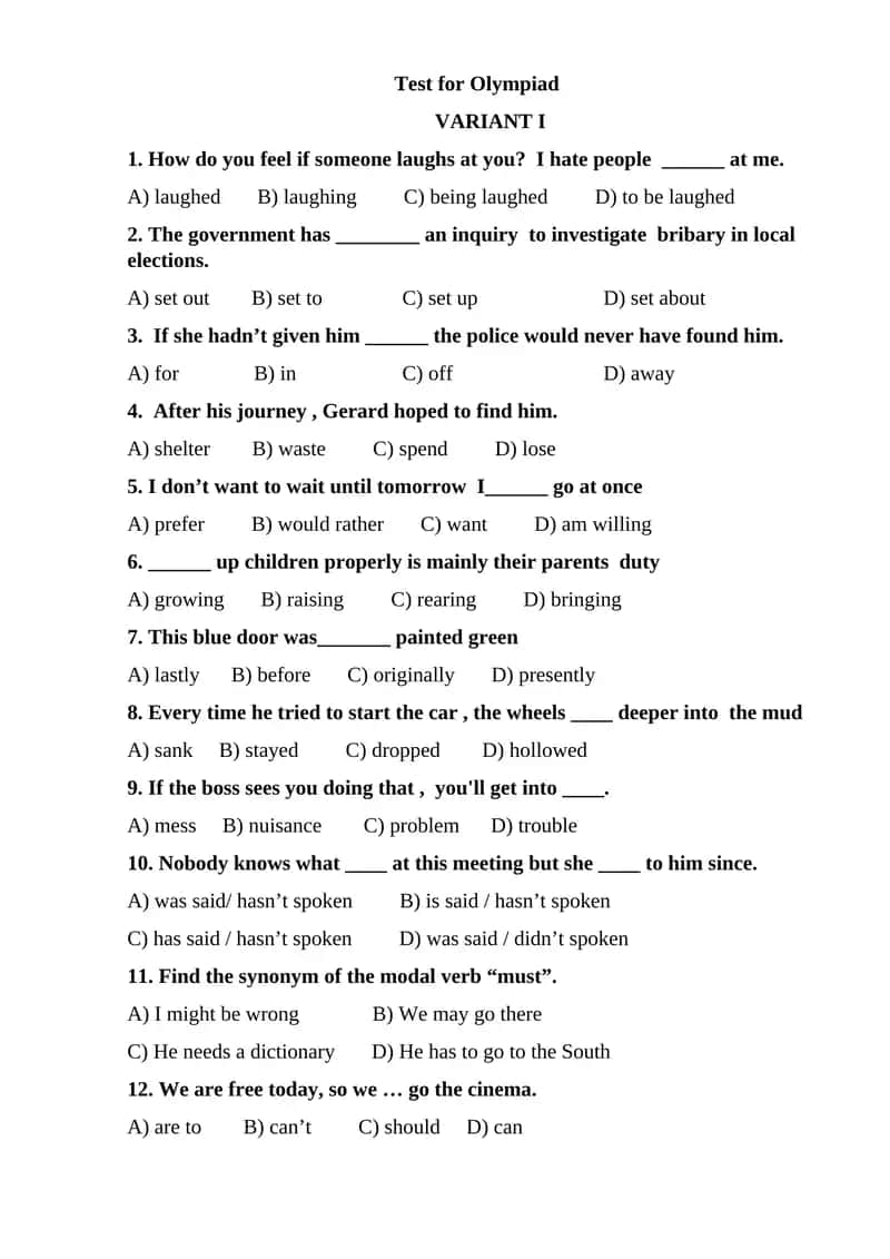 Test for Olympiad 1