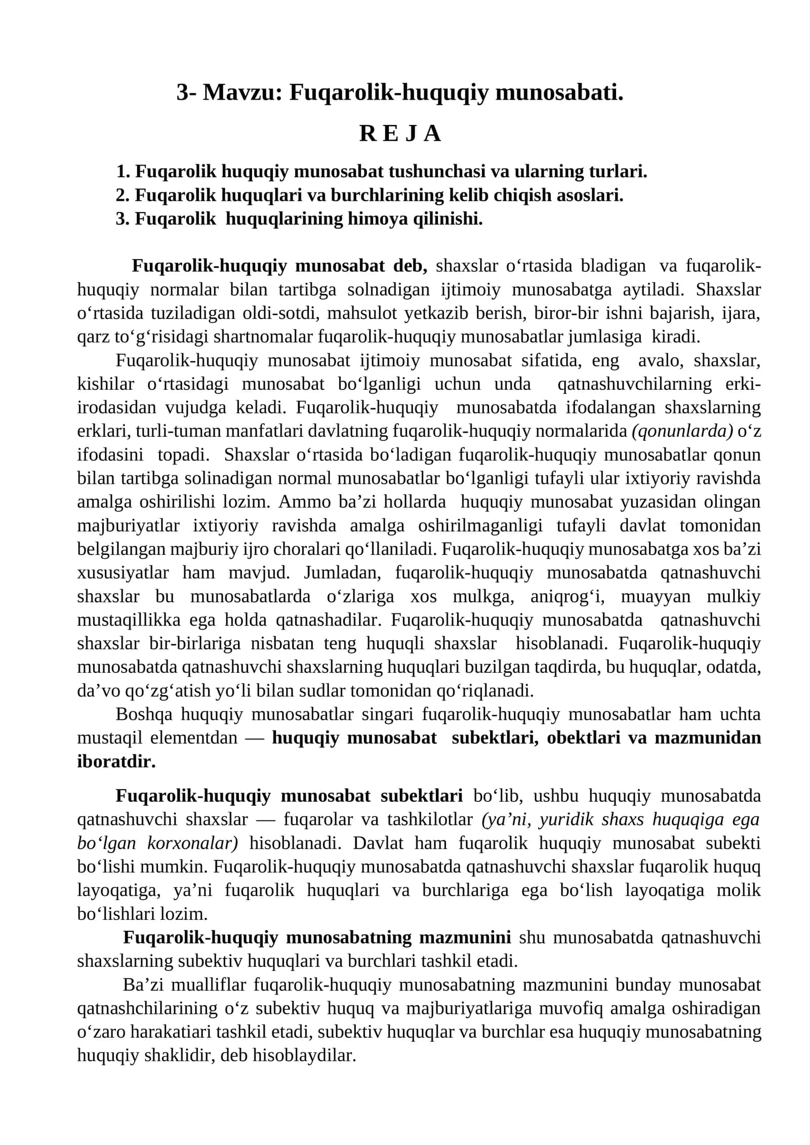 Fuqarolik-huquqiy munosabati 1