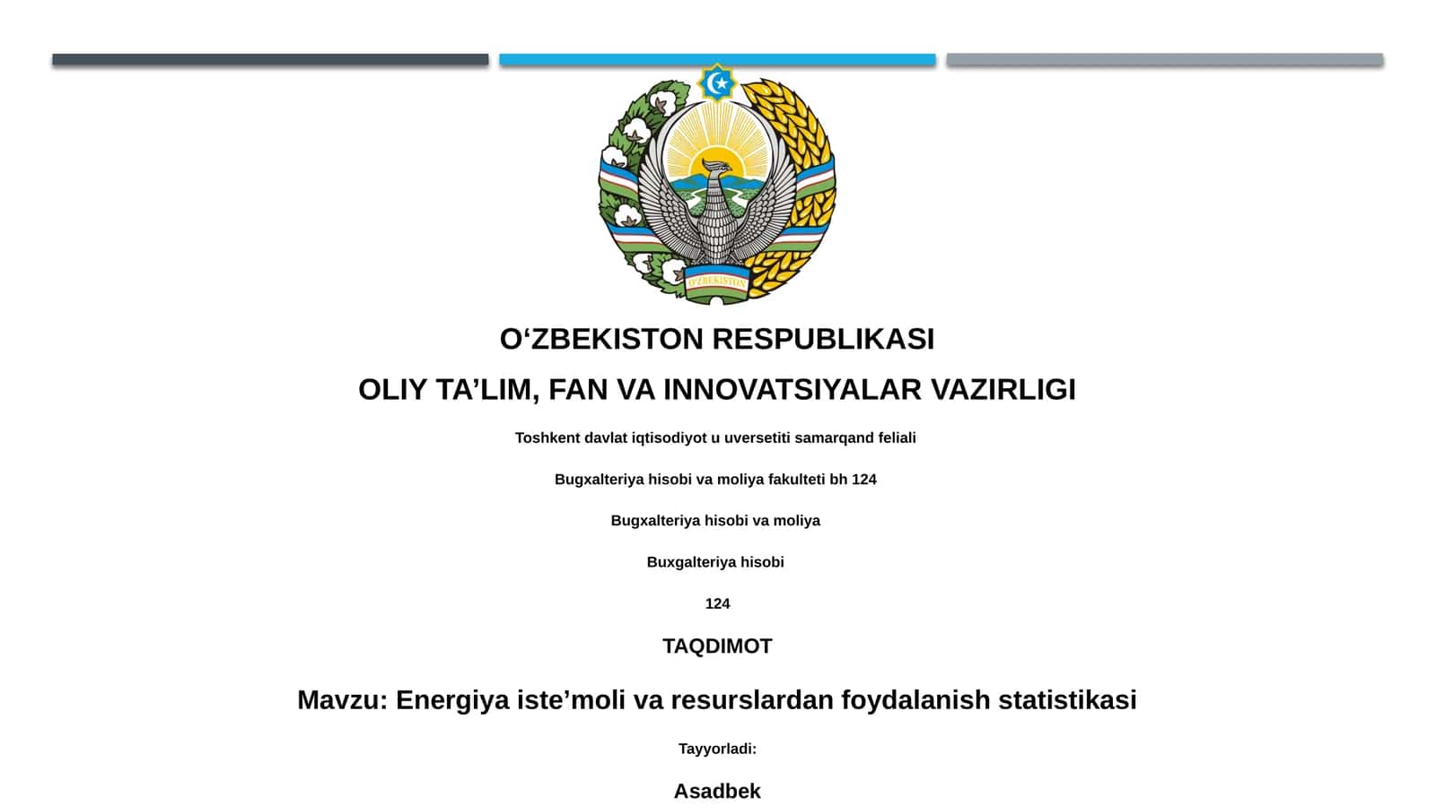 Energiya iste’moli va resurslardan foydalanish statistikasi 1