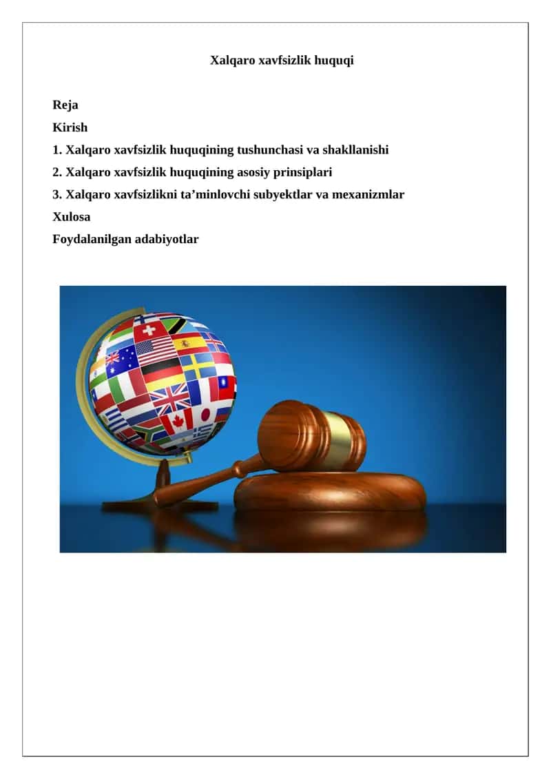 Xalqaro xavfsizlik huquqi 1