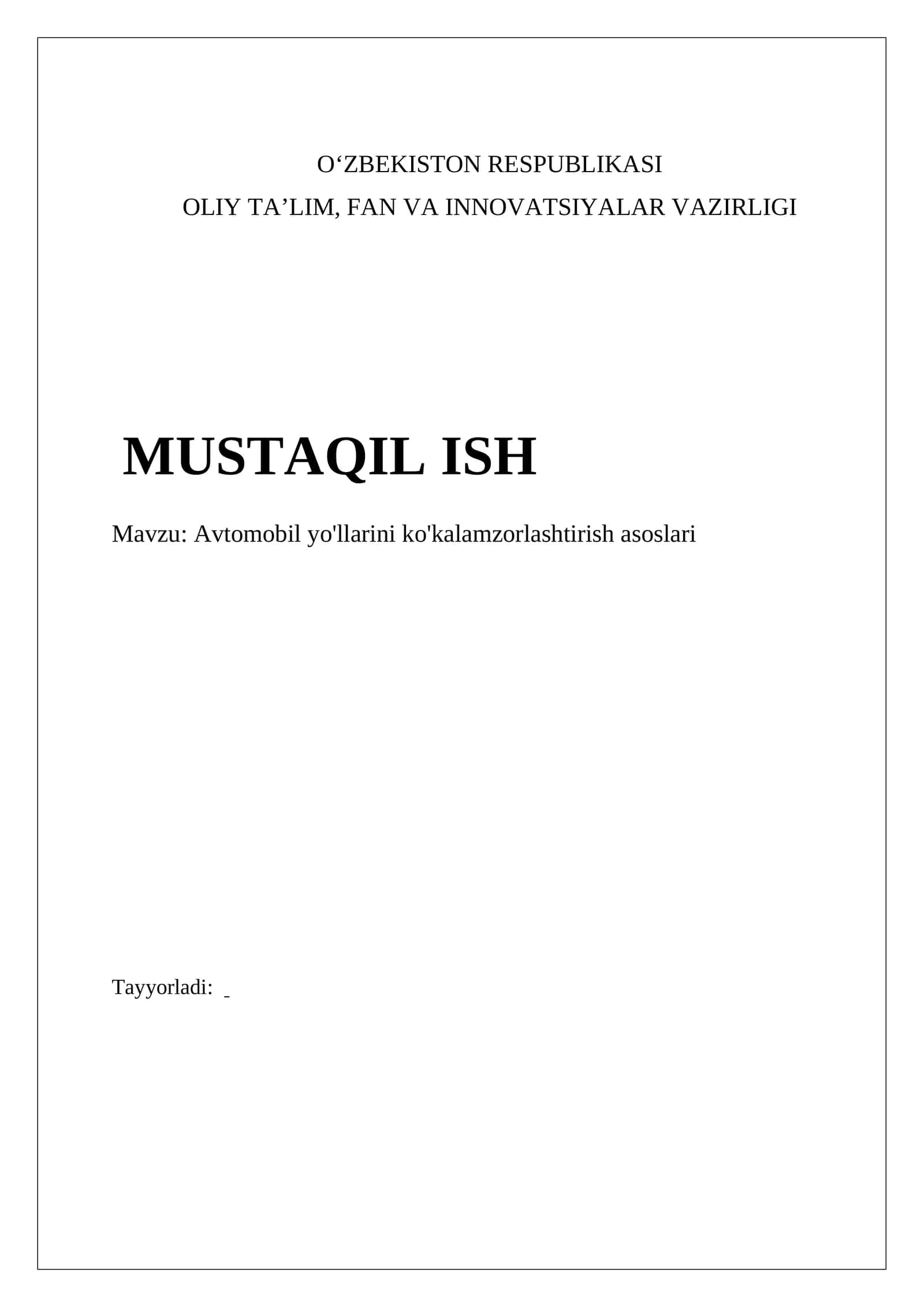 Avtomobil yo'llarini ko'kalamzorlashtirish asoslari 1
