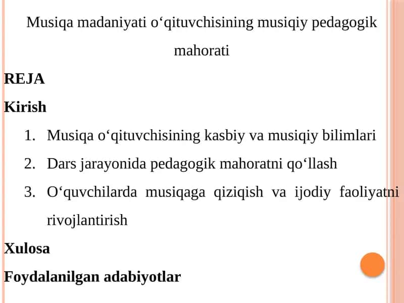 Musiqamadaniyat ioʻqituvchisining musiqiy pedagogik mahorati 1