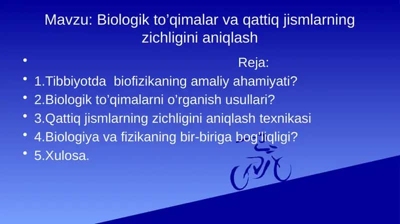 Biologik to’qimalar va qattiq jismlarning zichligini aniqlash 1
