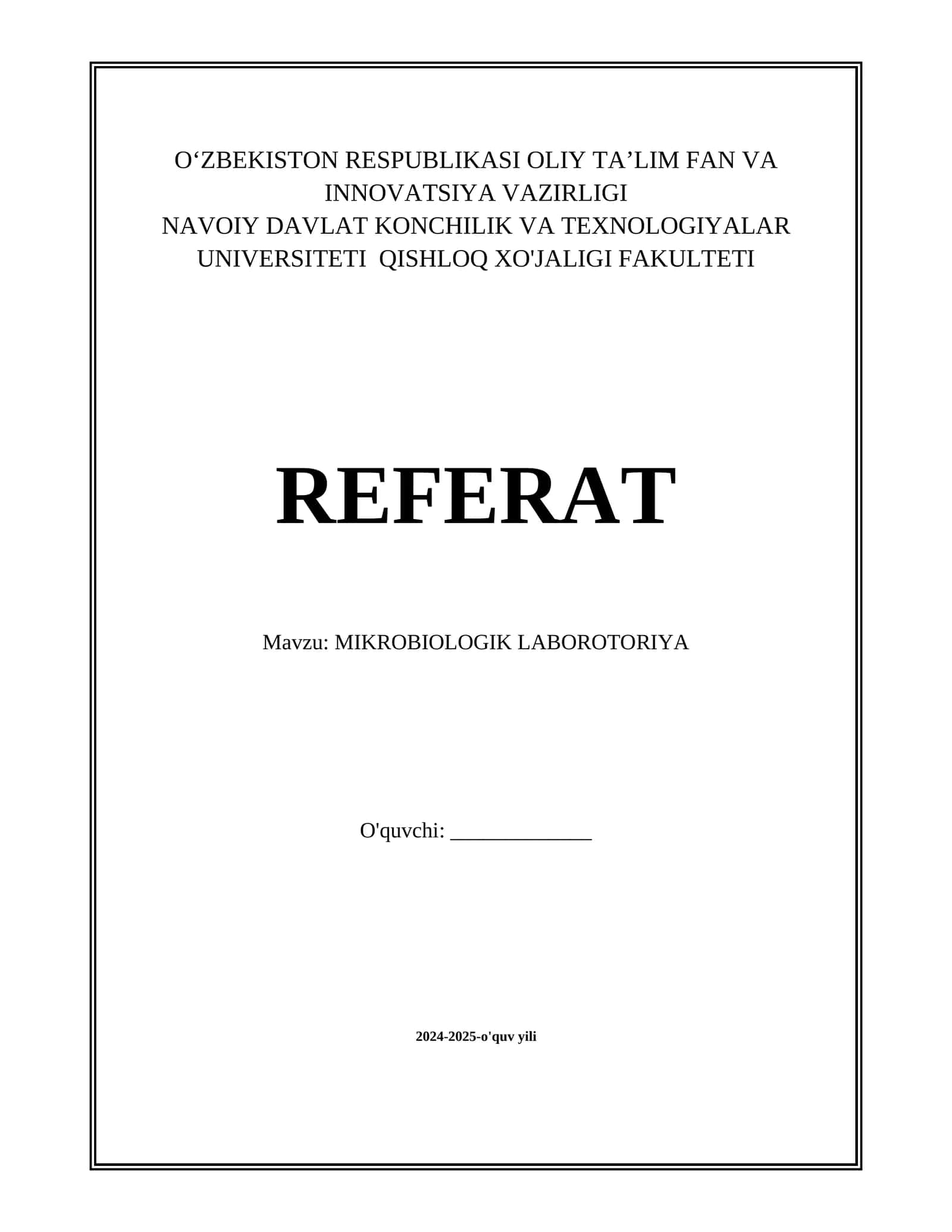 MIKROBIOLOGIK LABOROTORIYA 1