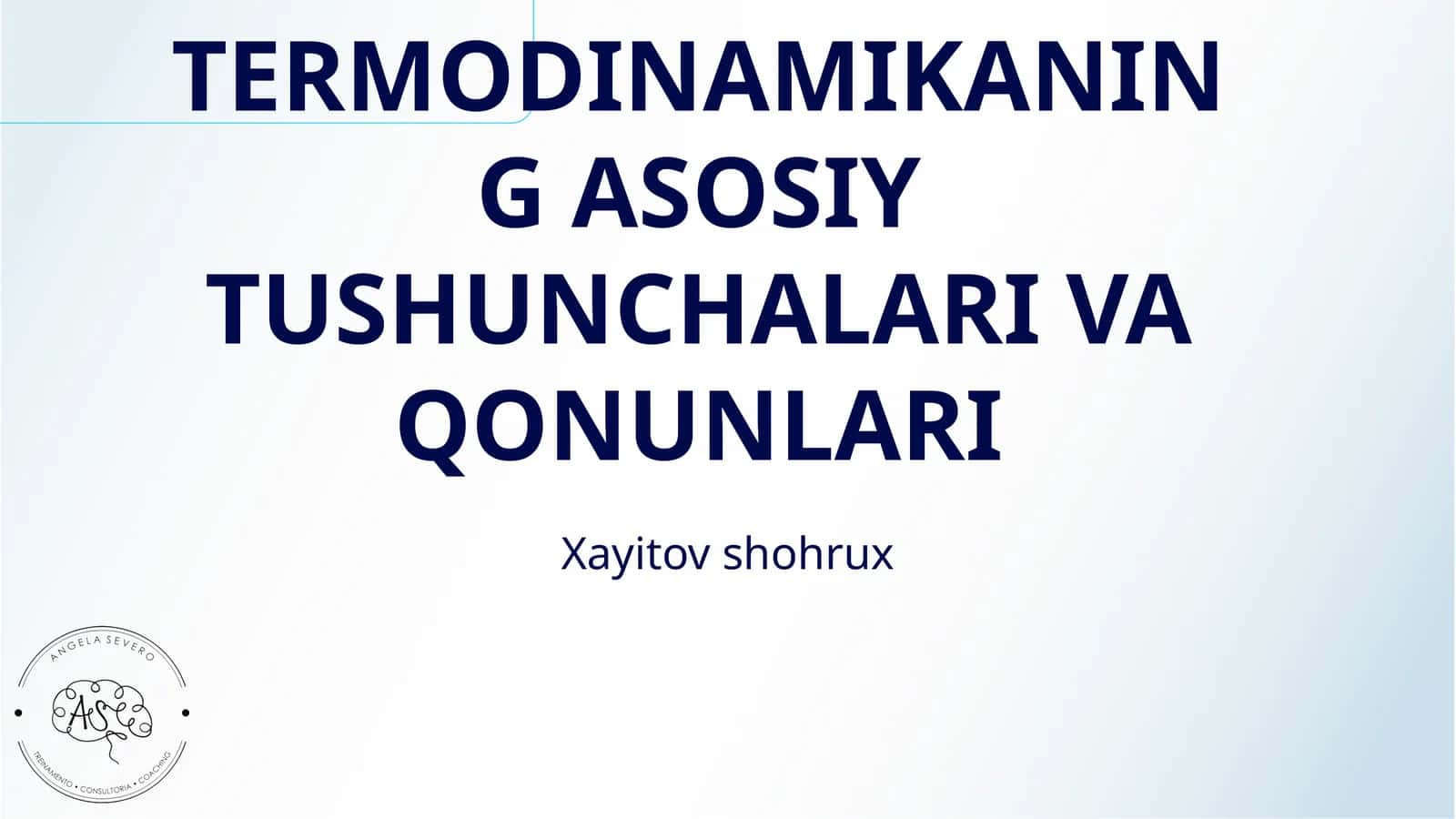 TERMODINAMIKANING ASOSIY TUSHUNCHALARI VA QONUNLARI 1