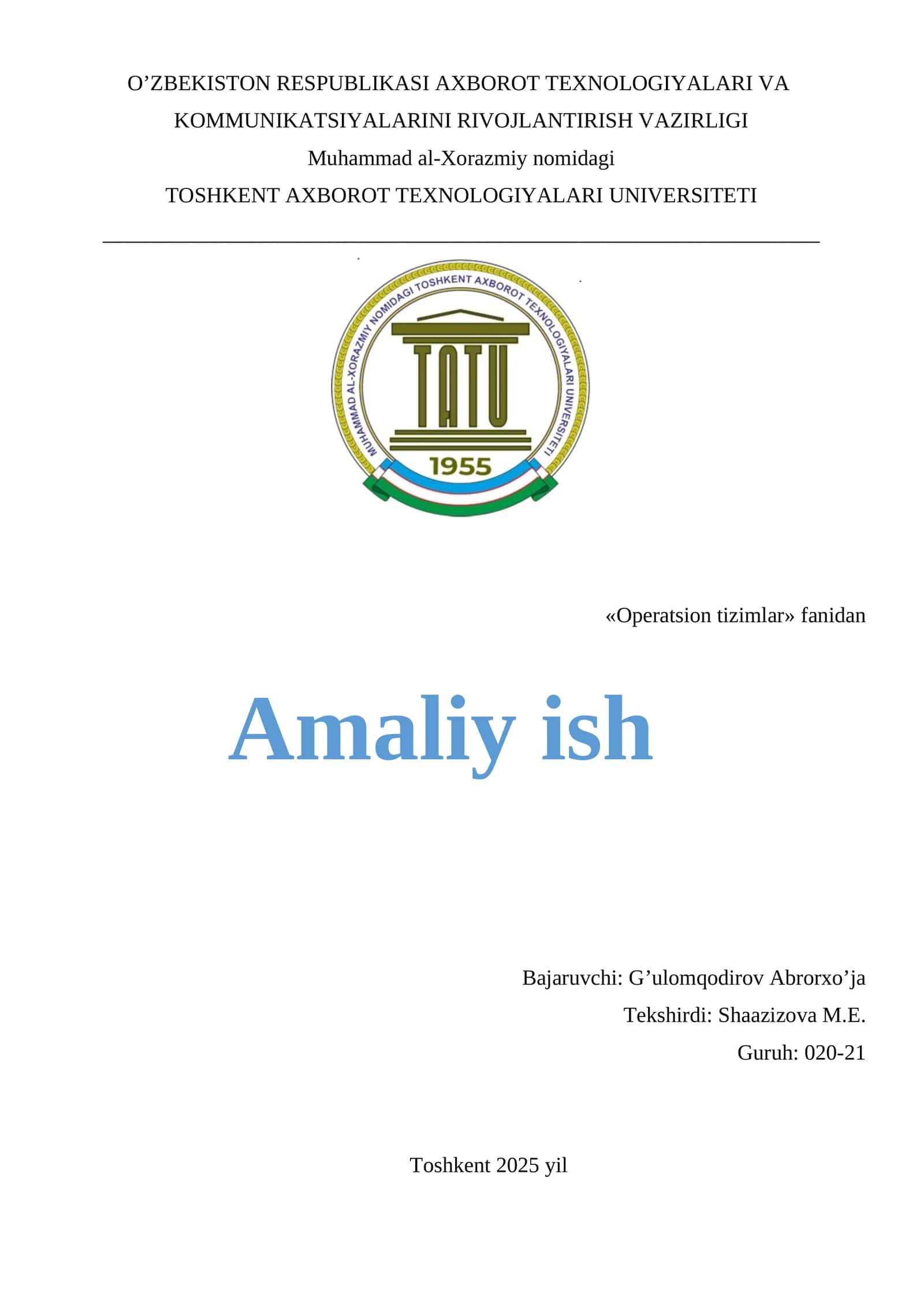 Zamonaviy operatsion tizimlarni o’rnatish. Linux operatsion tizimlari dasturiy ta’minotining tarkibi 1