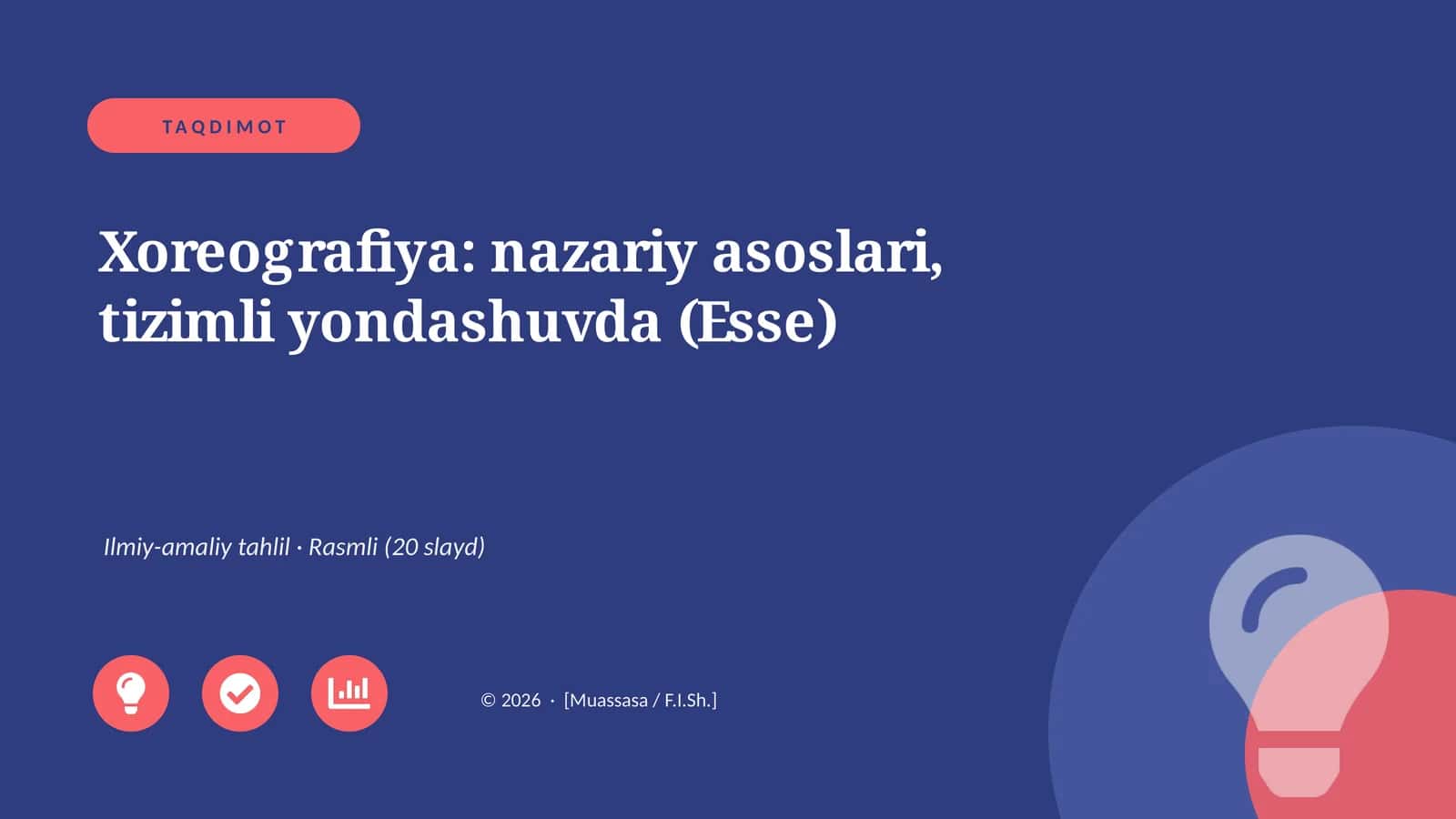 Xoreografiya: nazariy asoslari, tizimli yondashuvda (Esse) 1