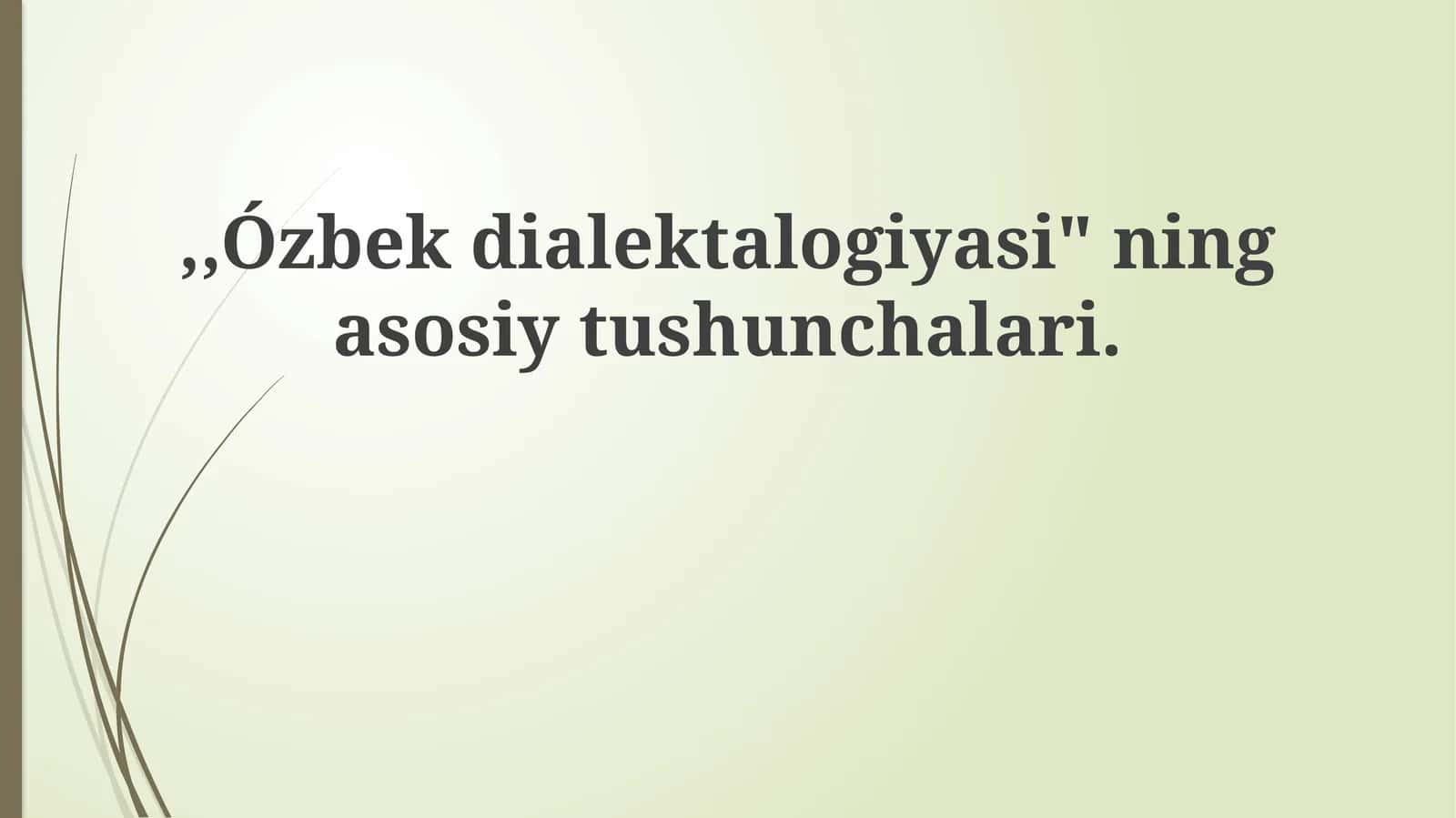 Ózbekdialektalogiyasi 1
