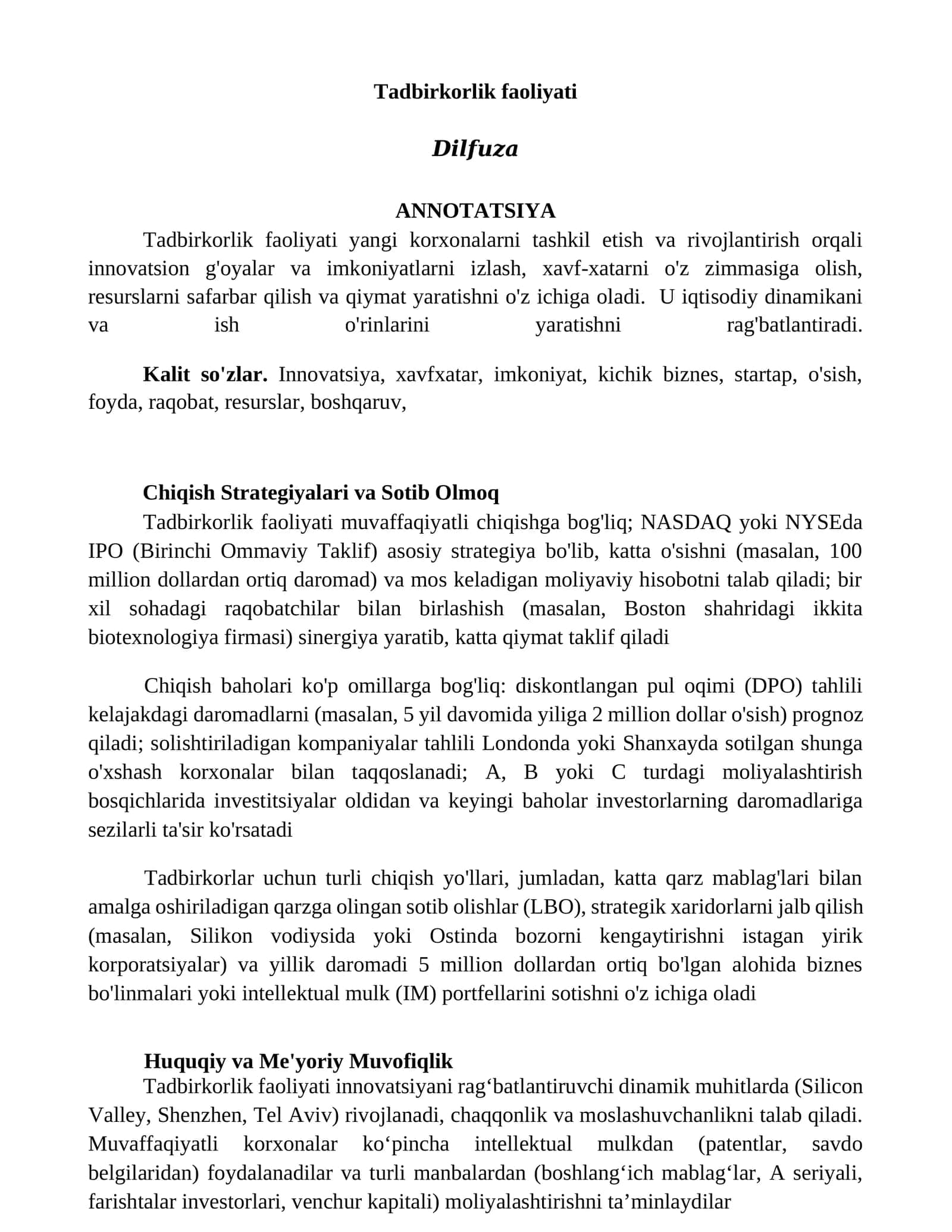 Tadbirkorlik faoliyati 1