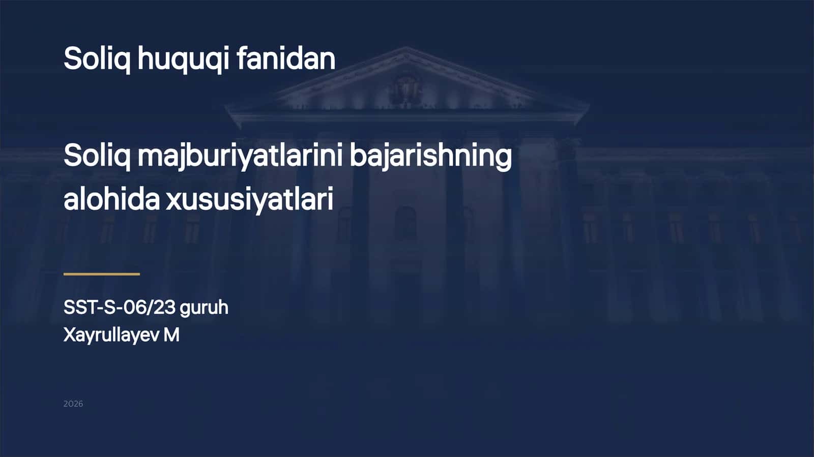Soliq majburiyatlarini bajarishning alohida xususiyatlari 1