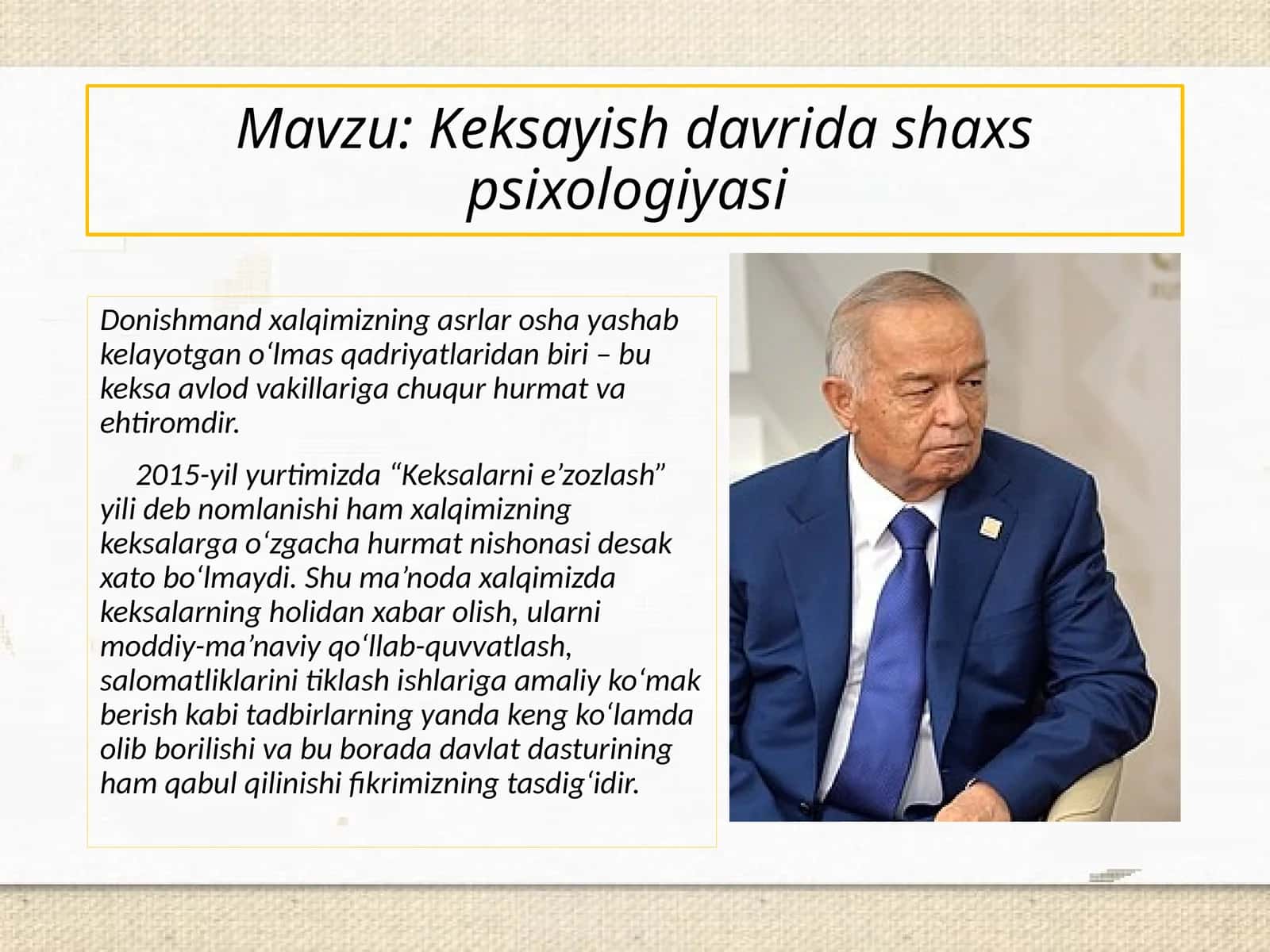 Keksayish davrida shaxs psixologiyasi 1