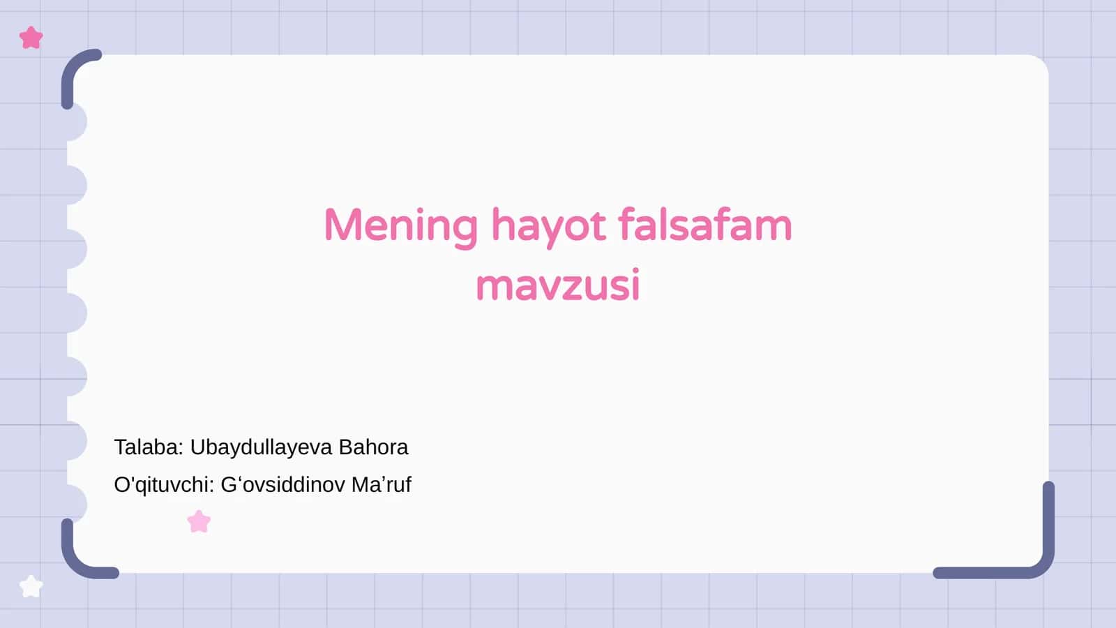 Mening hayot falsafam mavzusi 1