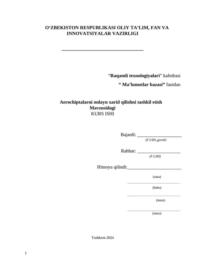Aerochiptalarni onlayn xarid qilishni tashkil etish 1