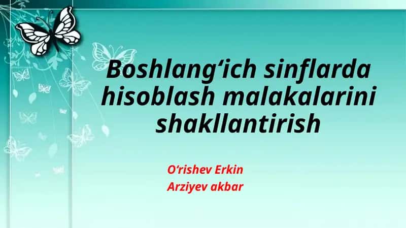 Boshlang‘ich sinflarda hisoblash malakalarini shakllantirish 1