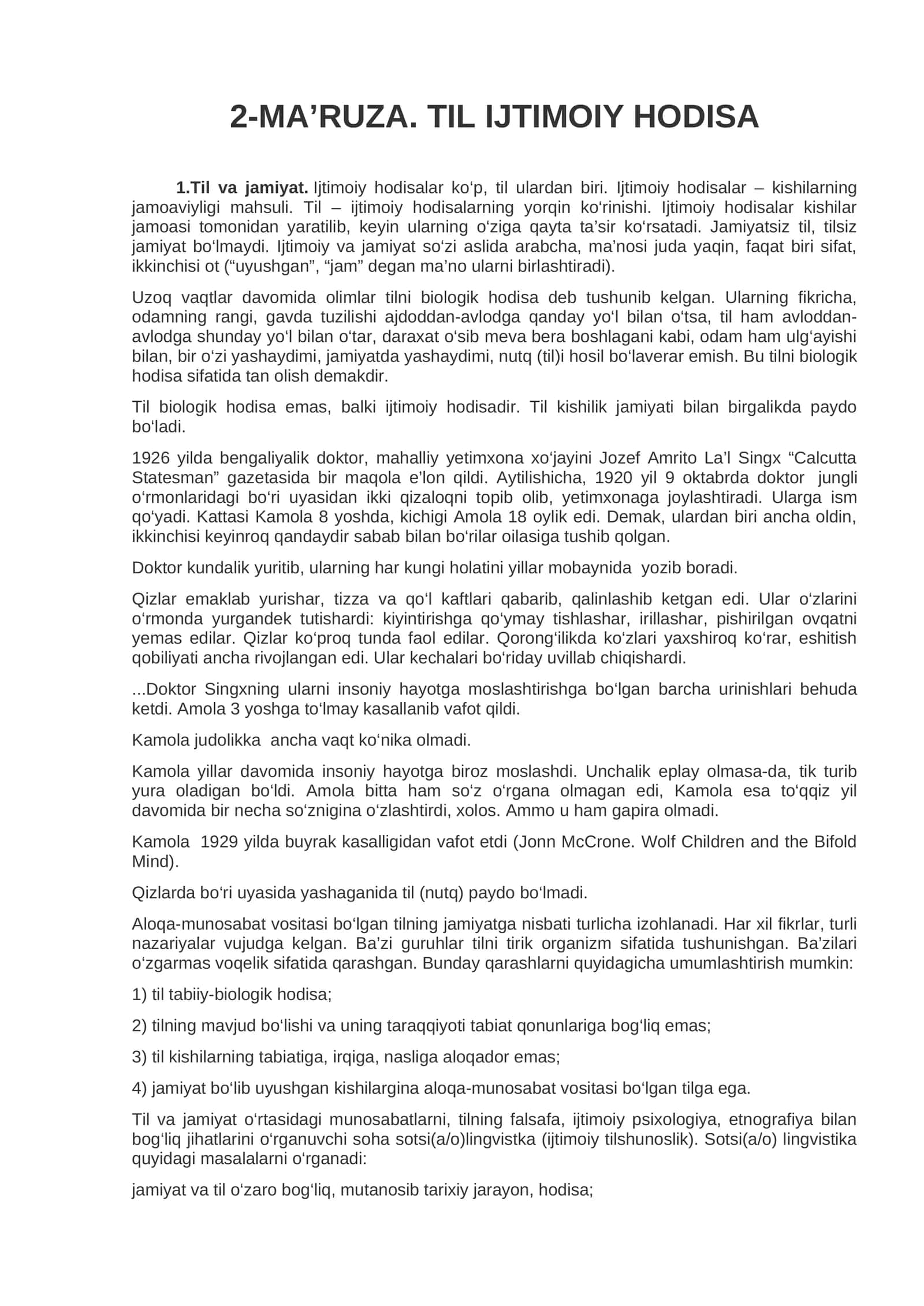 2-MA’RUZA. TIL IJTIMOIY HODISA 1