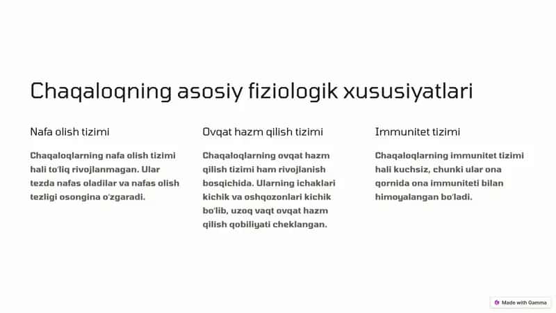 Chaqaloqning asosiy fiziologik xususiyatlari 1