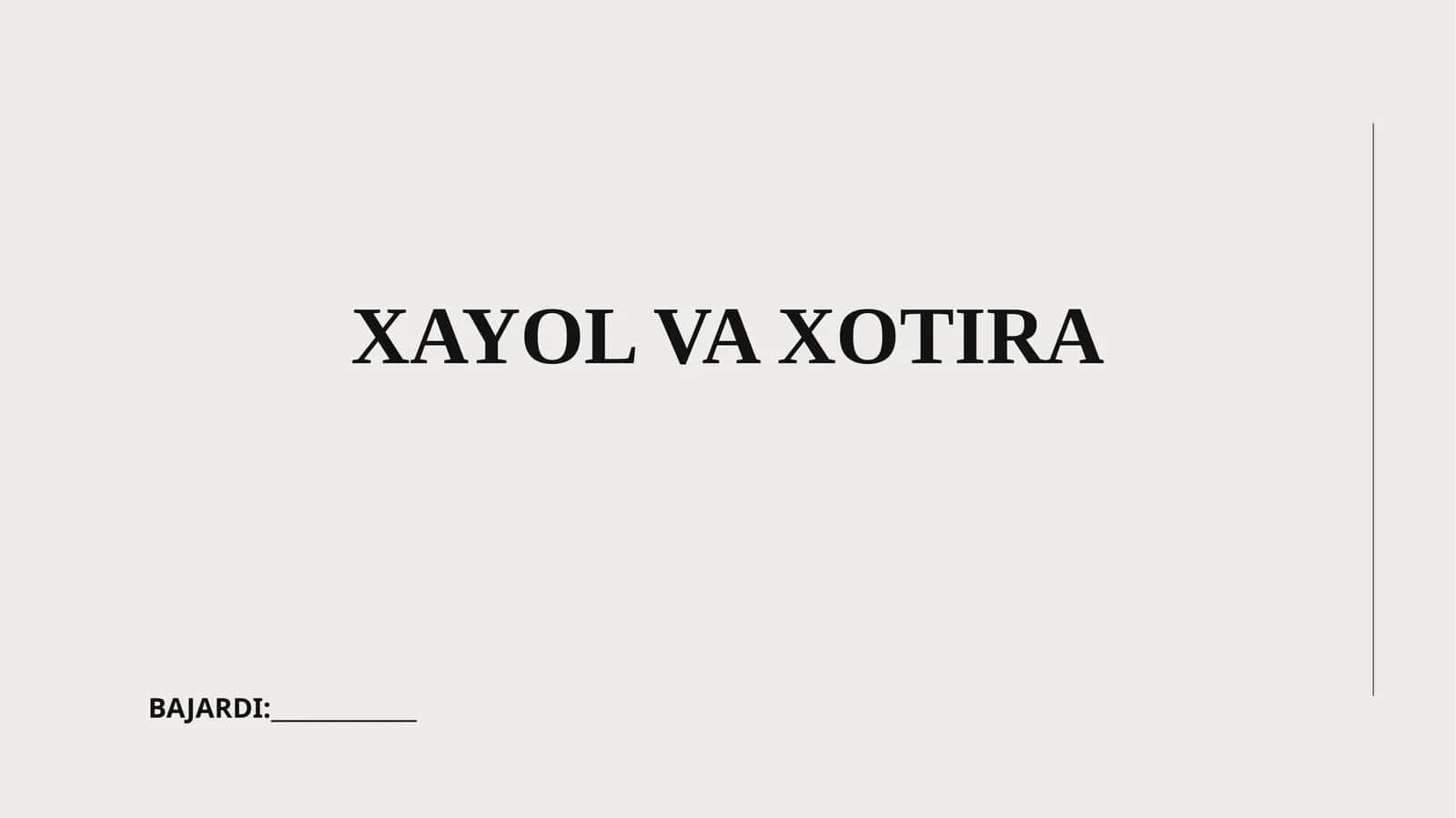 Xayol va xotira 1