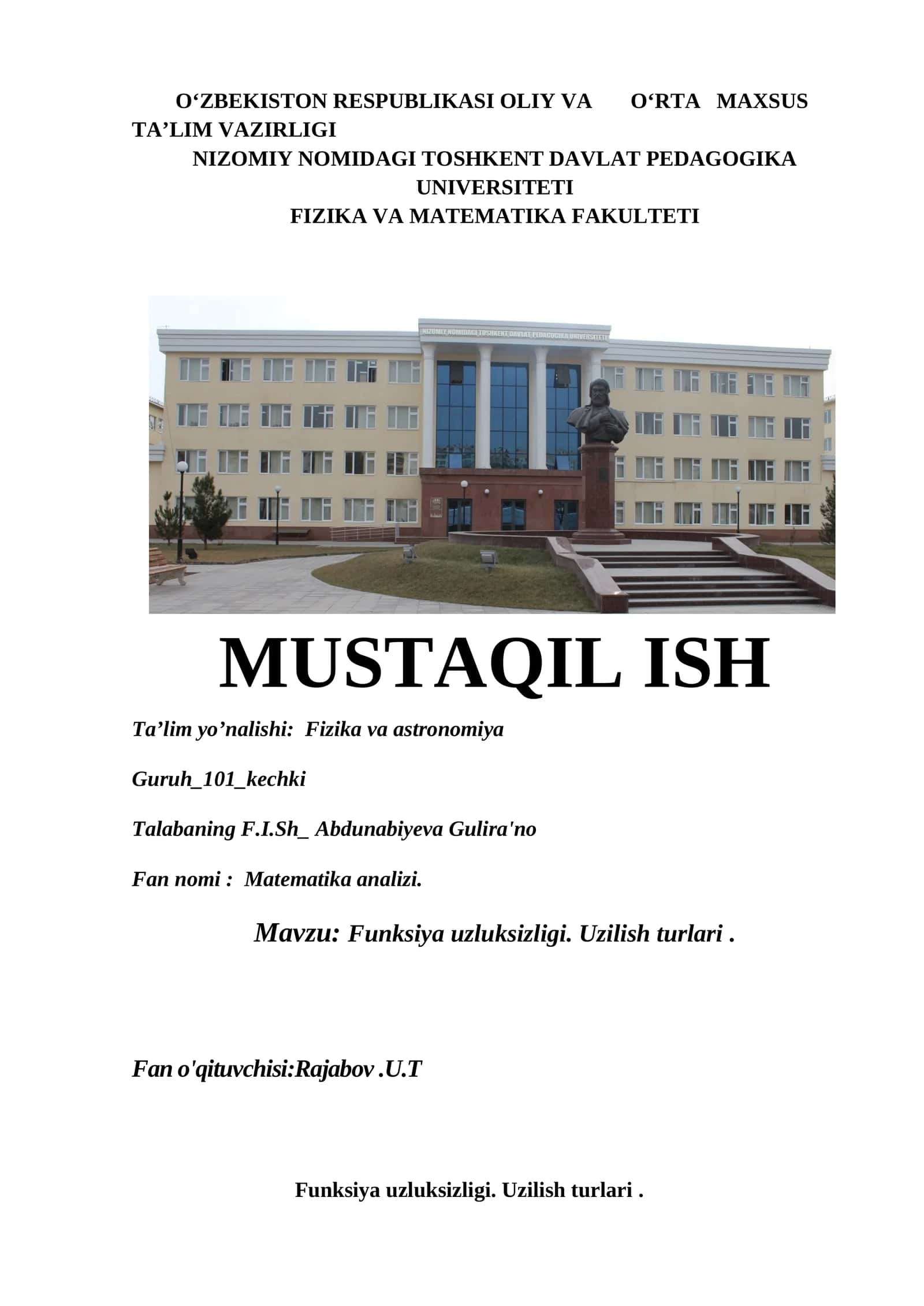 Funksiya uzluksizligi 1