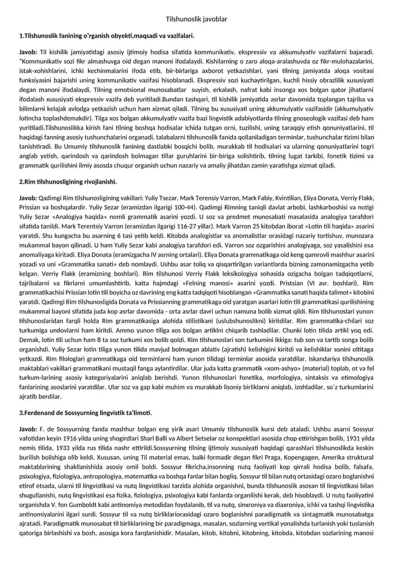 Tilshunoslik javoblar 1