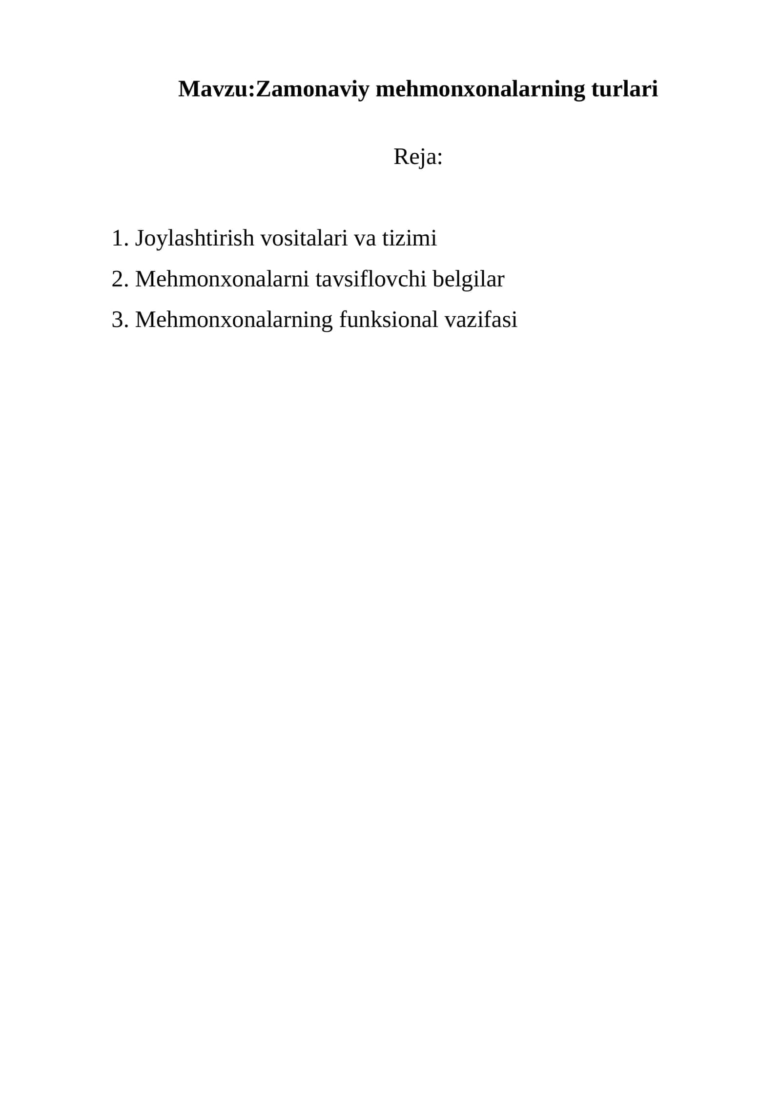 Zamonaviy mehmonxonalarning turlari 1