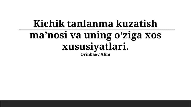 Kichik namunalar bilan ishlash: Usullar va xulosalar 1
