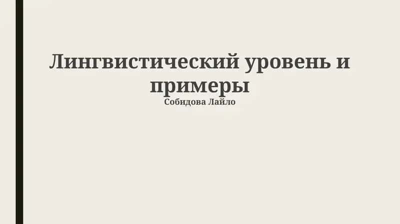 Лингвистический уровень и примеры 1