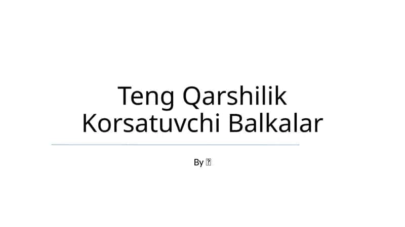 Teng Qarshilik Korsatuvchi Balkalar 1