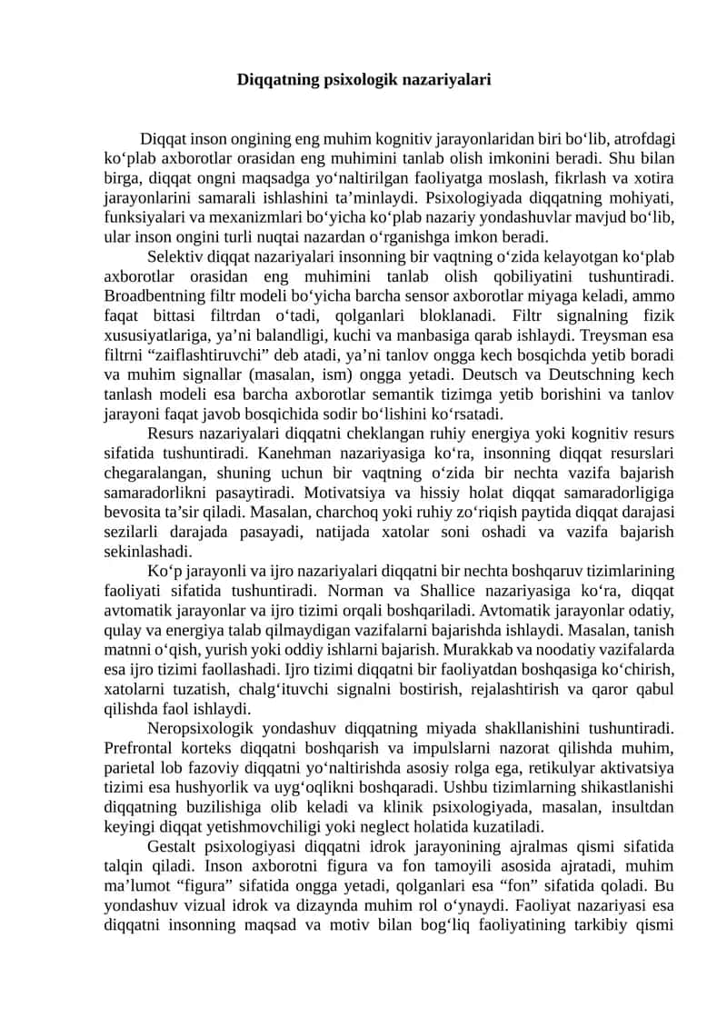 diqqatninig psixologik nazariyasi 1