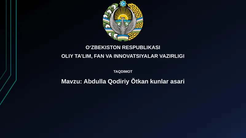 Abdulla Qodiriy O'tkan kunlar asari 1