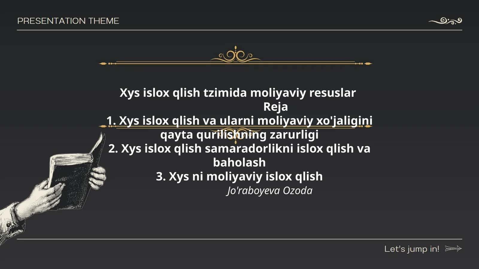 Xys islox qlish tzimida moliyaviy resuslar 1