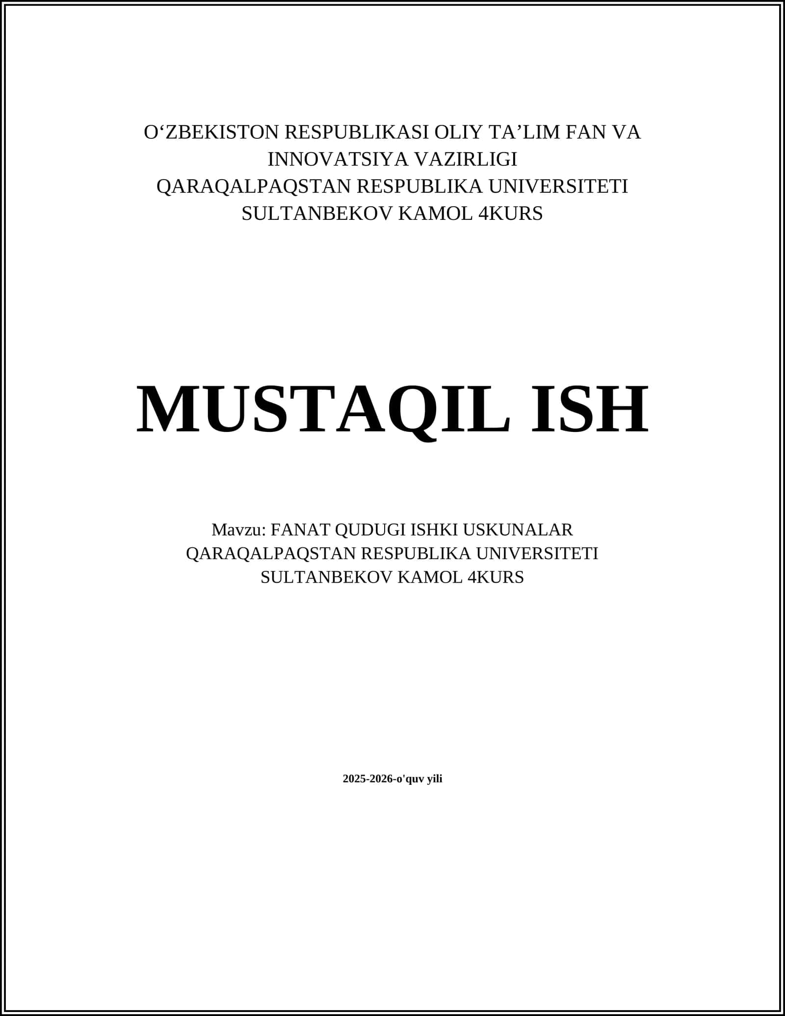 Fanat Qudugi Ishki Uskunalar 1