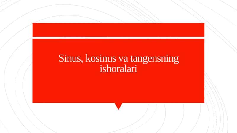 Sinus, kosinus va tangensning ishoralari 1