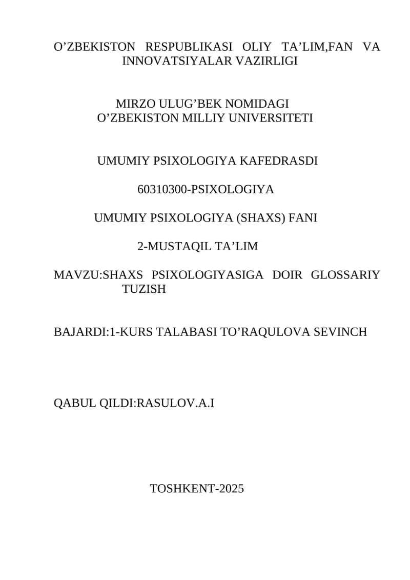 UMUMIY PSIXOLOGIYA (SHAXS) FANI 1