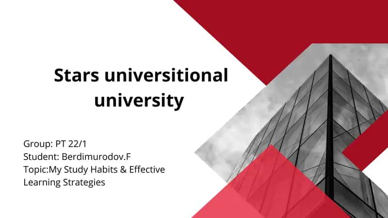 My Study Habits & Effective Learning Strategies 1