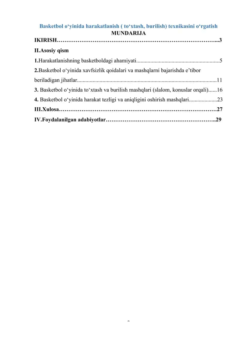 Basketbol o‘yinida harakatlanish ( to‘хtаsh, burilish) texnikasini oʻrgatish 1