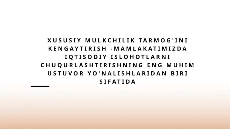 Xususiy mulkchilik tarmog'ini kengaytirish 1