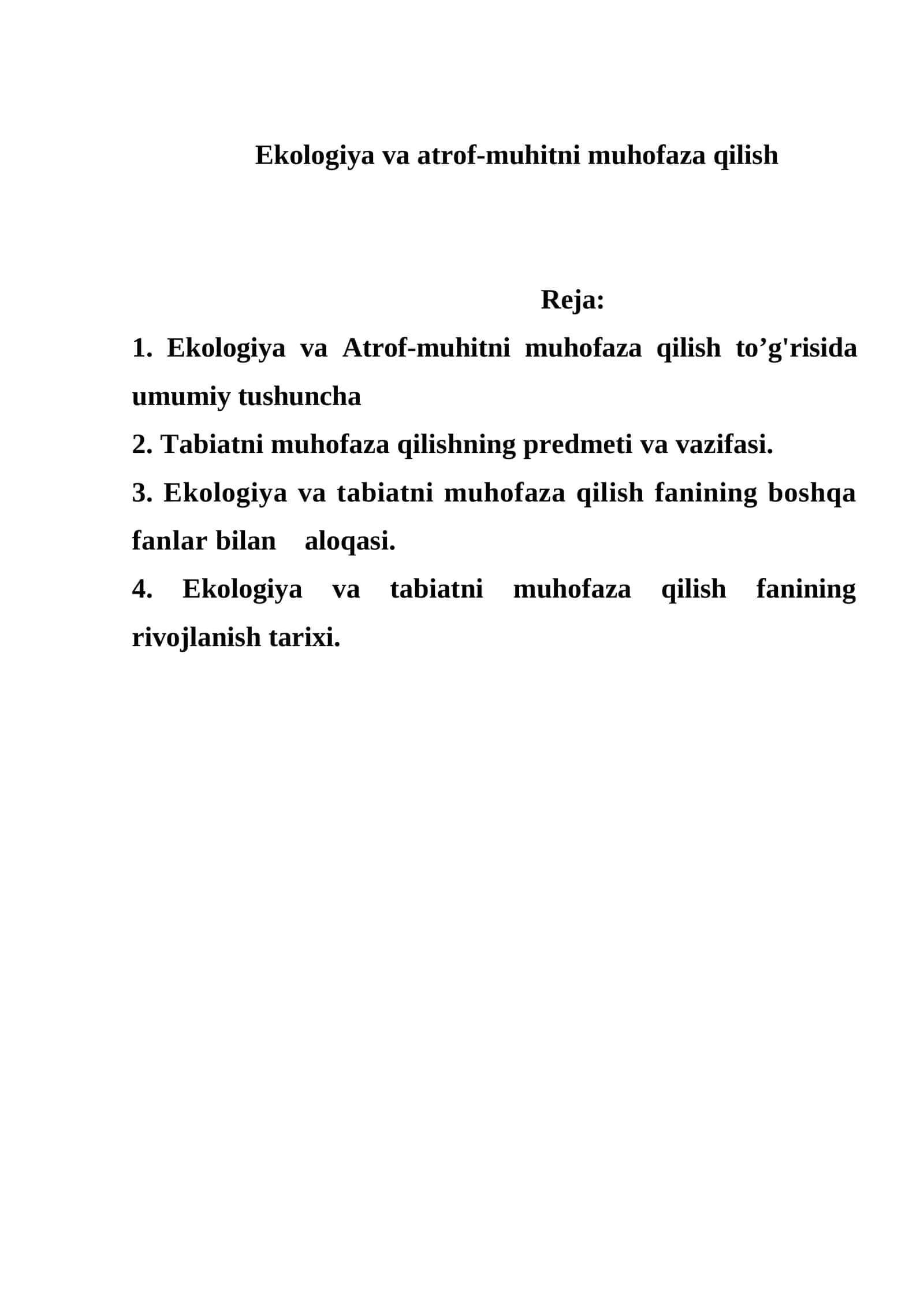Ekologiya va atrof-muhitni muhofaza qilish 1