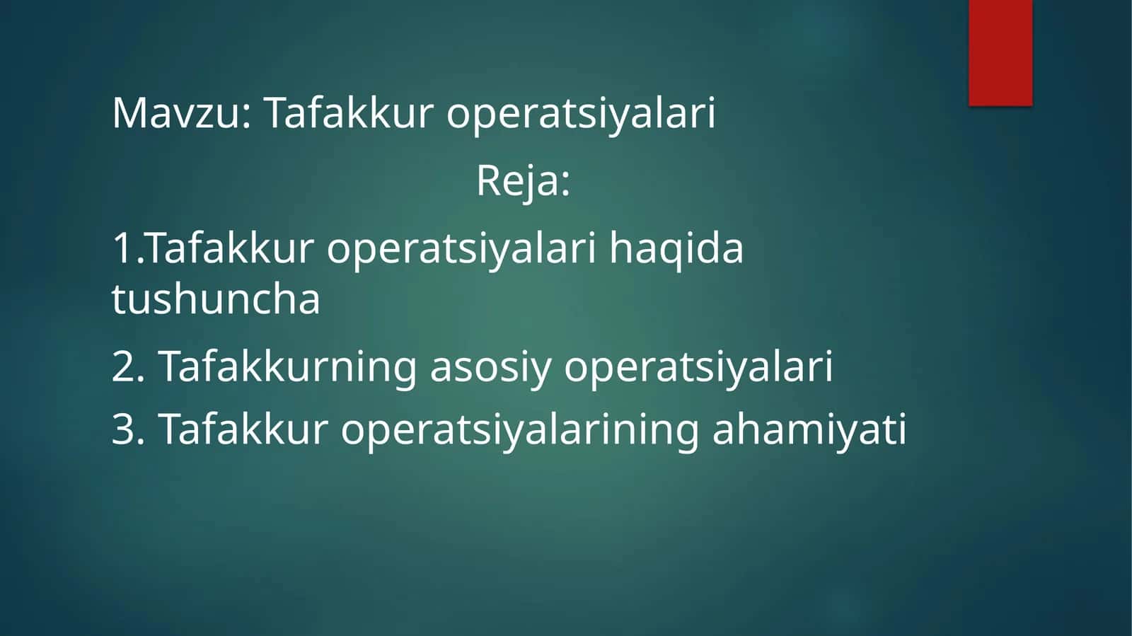 Tafakkur operatsiyalari 1