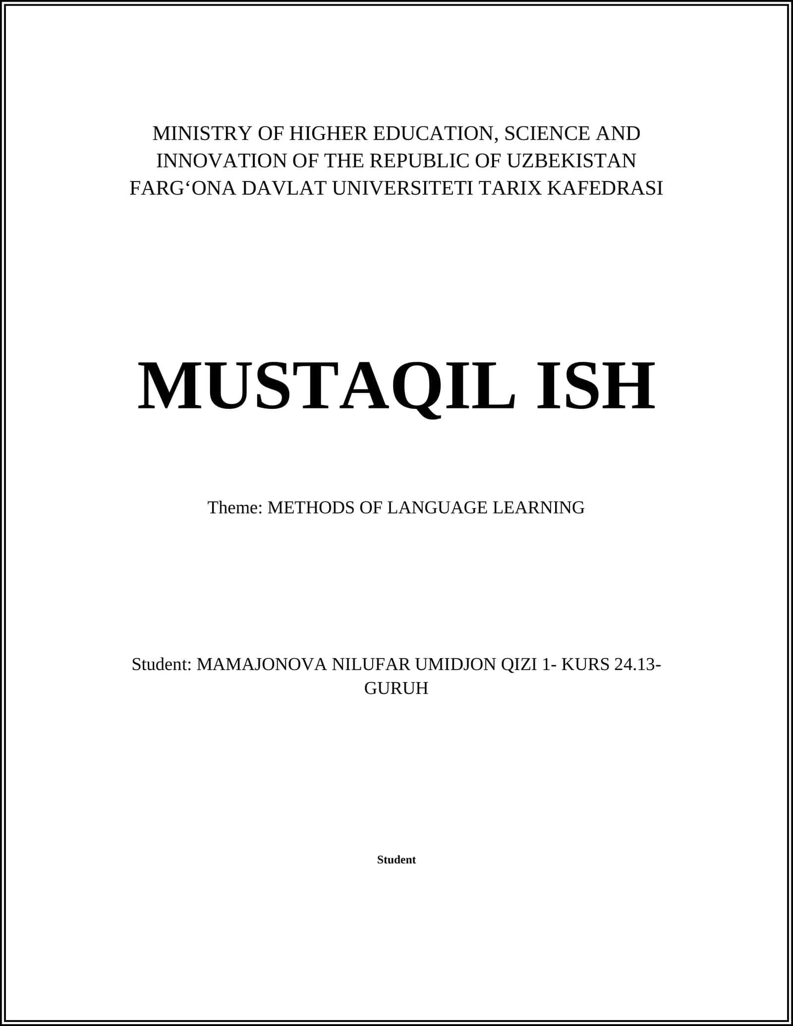 METHODS OF LANGUAGE LEARNING 1