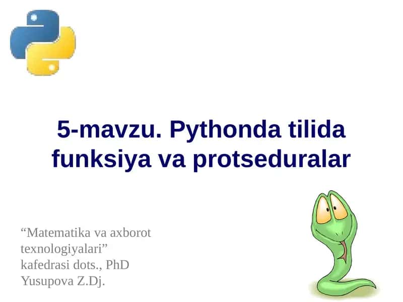 Pythonda tilida funksiya va protseduralar 1