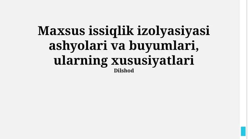 Maxsus Issiqlik Izolyatsiya Materiallari 1