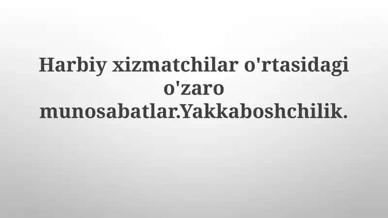 Yakkaboshchilikning mohiyati 1