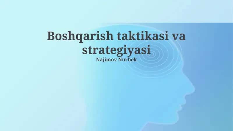 Boshqarish taktikasi va strategiyasi 1