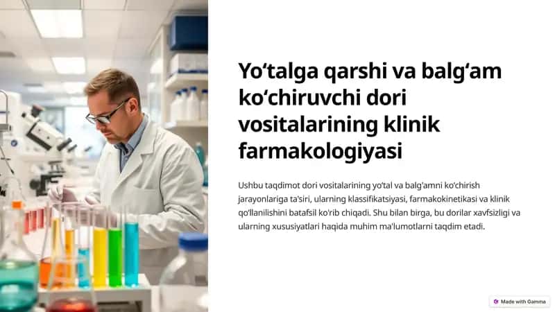 Yoʻtalga qarshi va balgʻam koʻchiruvchi dori vositalarining klinik farmakologiyasi 1