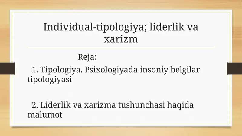 Tipologiya. Psixologiyada insoniy belgilar tipologiyasi 1