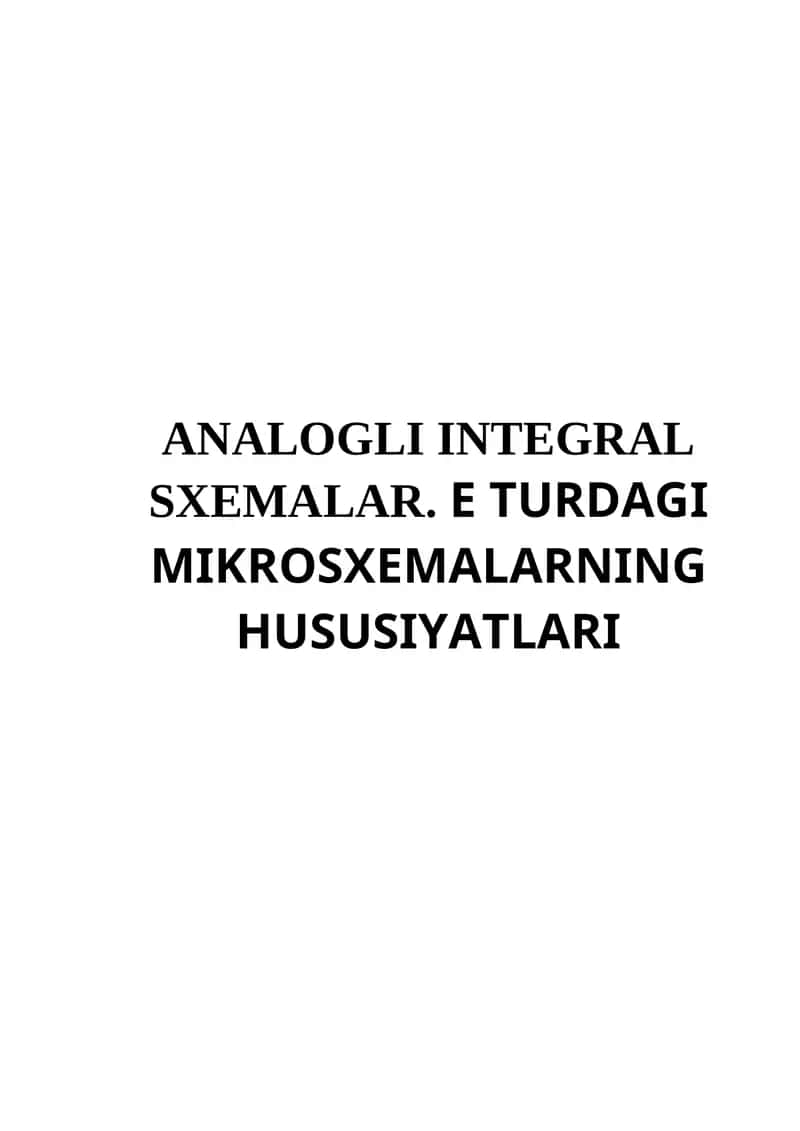 Analogli integral sxemalar 1