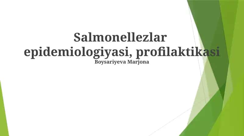 Salmonellezlar epidemiologiyasi, profilaktikasi 1